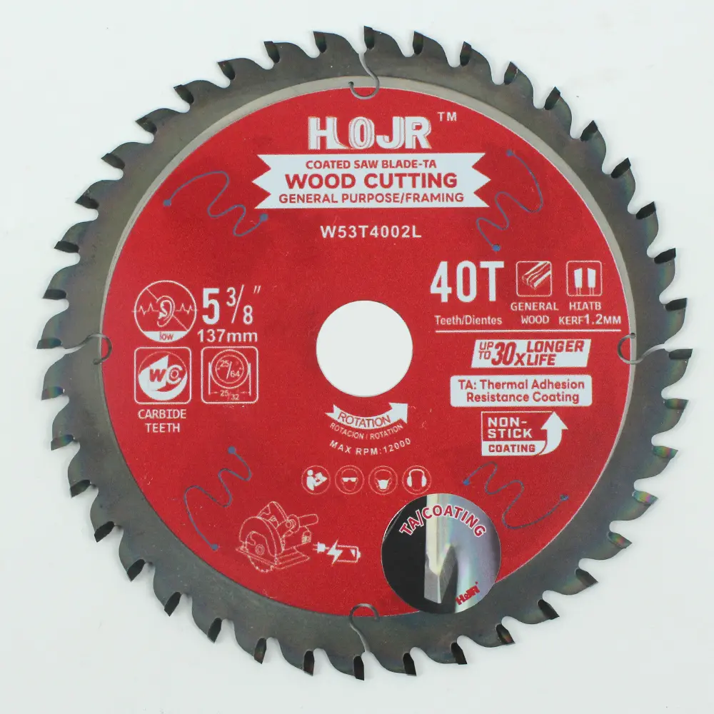 Wood Cutting Circular Saw Blade(With TA coating) 5-3/8” 40T General Purpose / Framing Saw Blade Item: W53T4002L