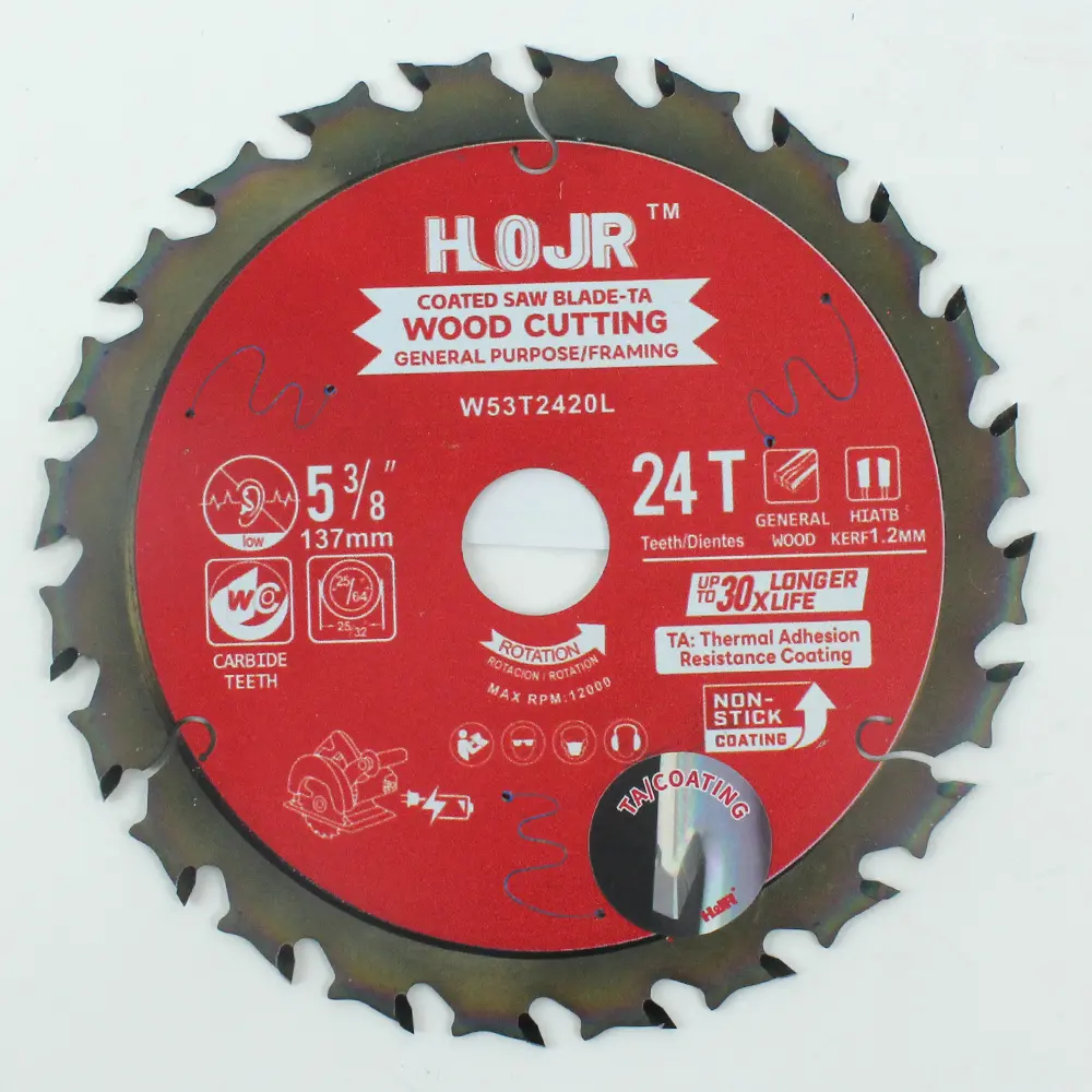 Wood Cutting Circular Saw Blade(With TA coating) 5-3/8” 24T General Purpose / Framing Saw Blade Item: W53T2420L