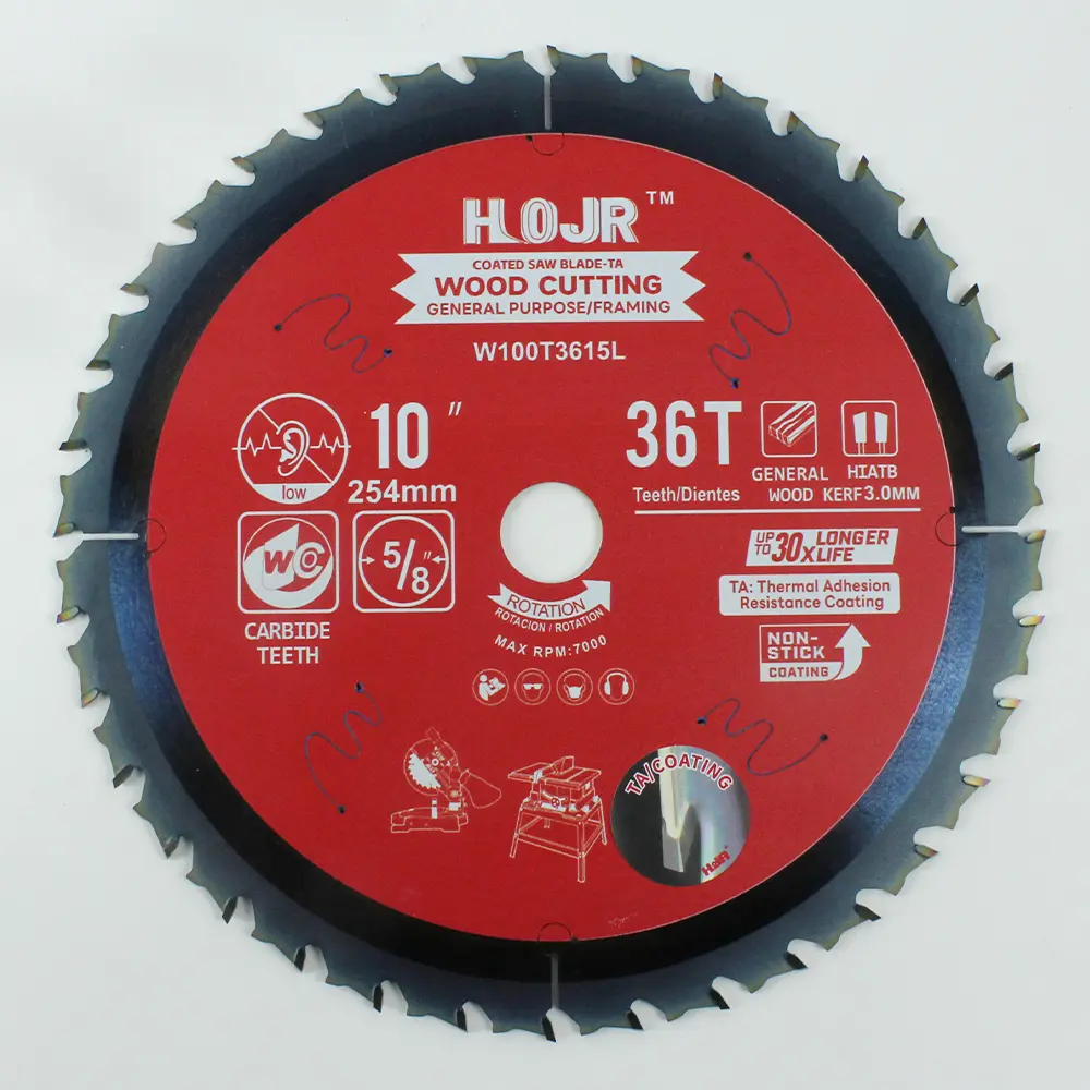 Wood Cutting Circular Saw Blade(With TA coating) 10” 36T General Purpose / Framing Saw Blade Item: W100T3615L